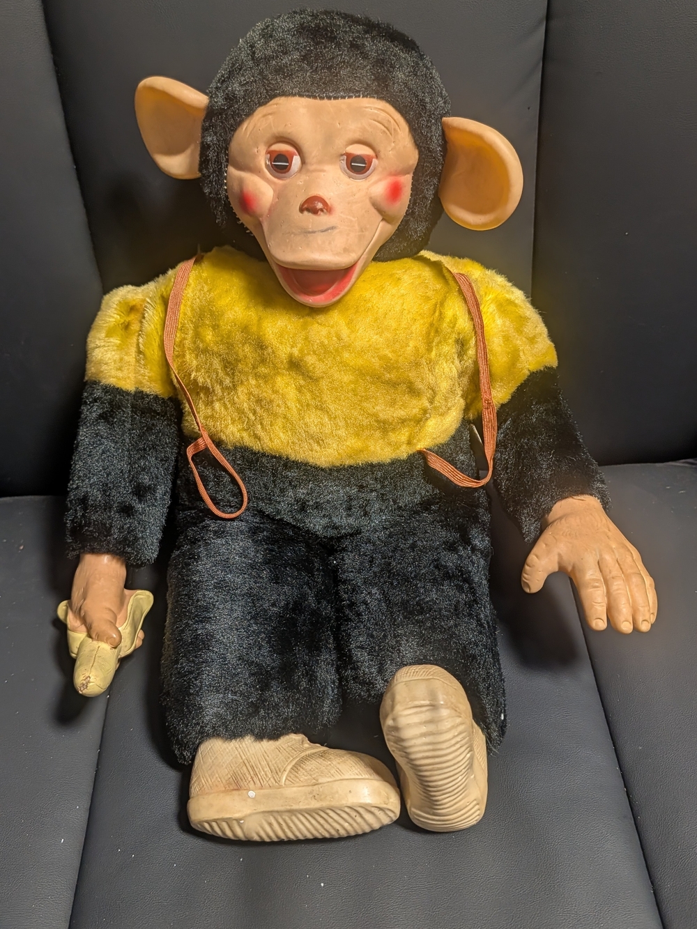 Classic Zippy Plush Monkey Toy in Yellow and Black 18in - Vintage Style